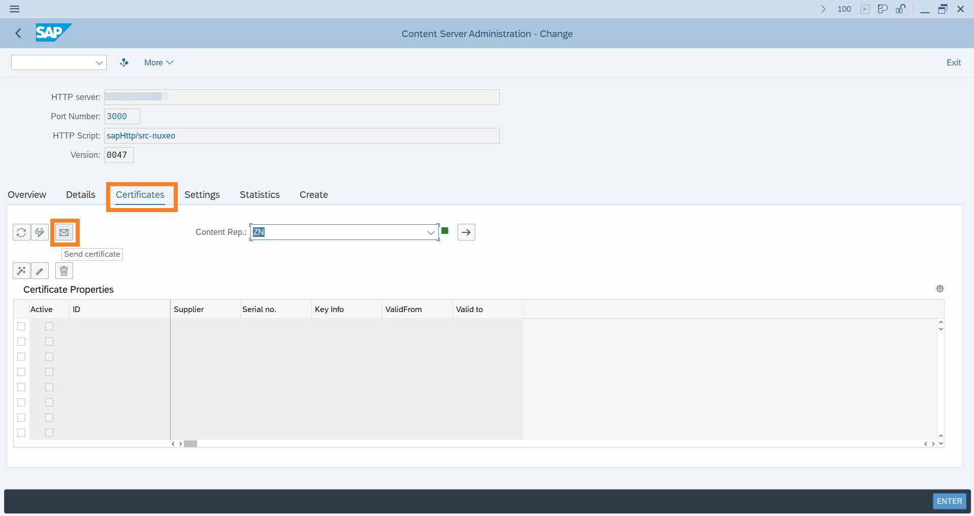 SAP Customizing: OAC0 CS Admin Certificate