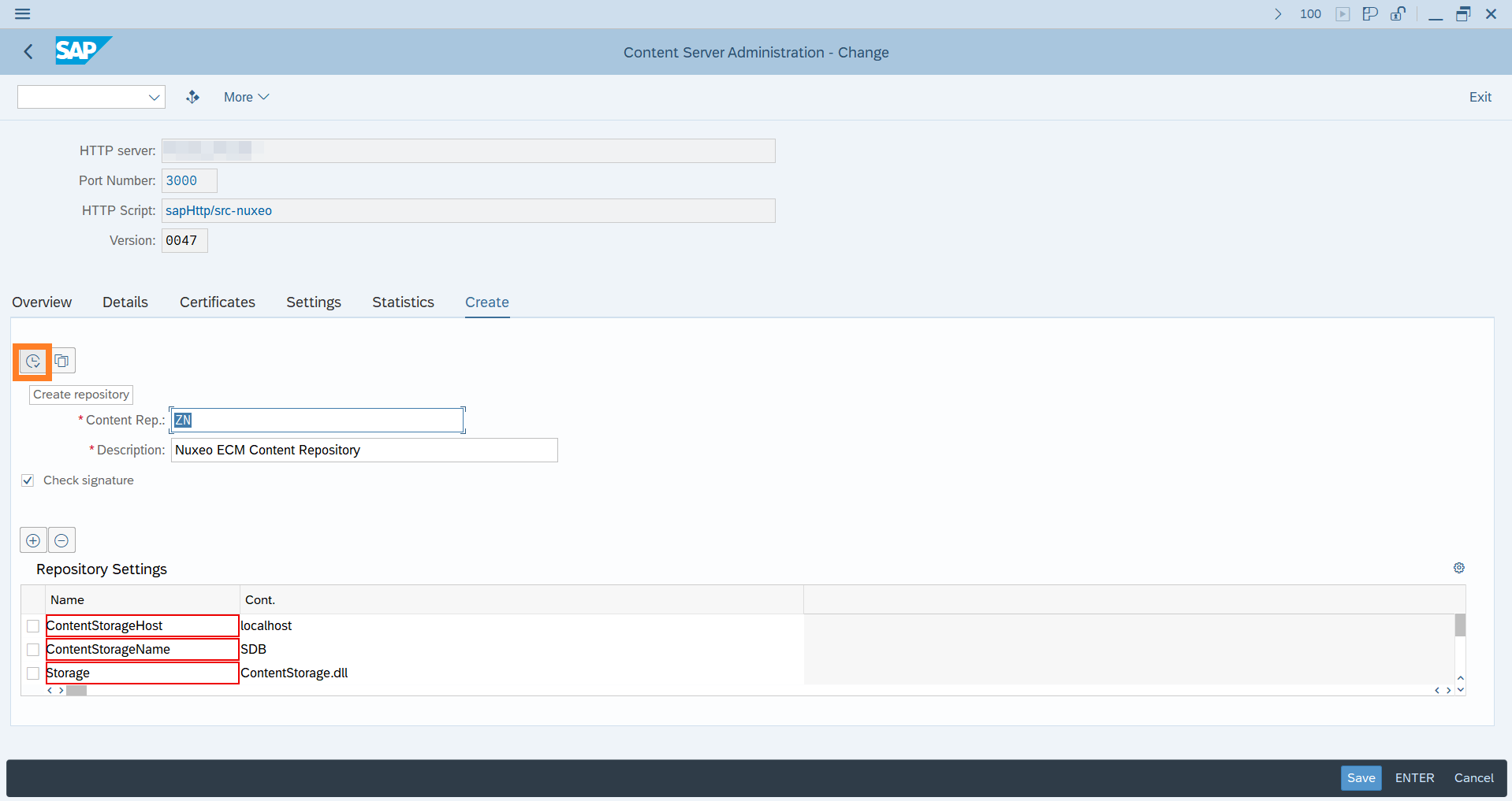 SAP Customizing: OAC0 CS Admin Create Repo